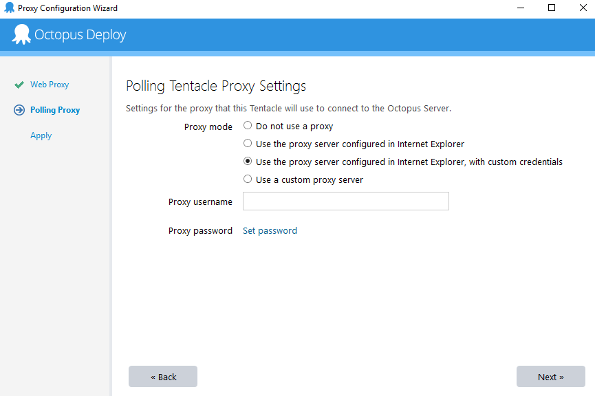 Polling Tentacle Proxy Settings